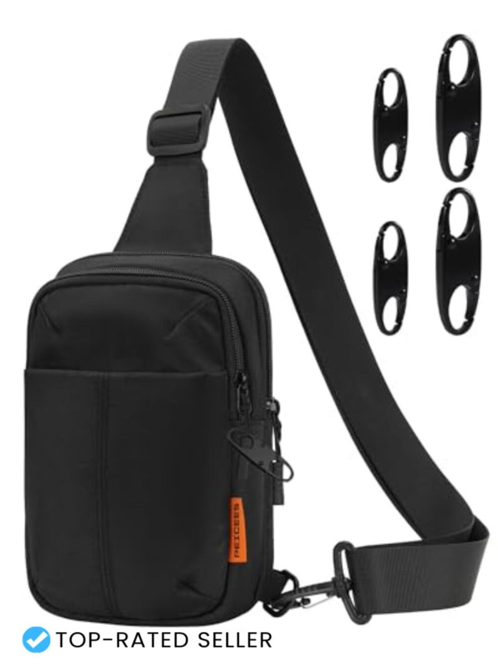 Peicees Anti Theft Sling Bag Water Resistant Nylon Crossbody Travel Pack